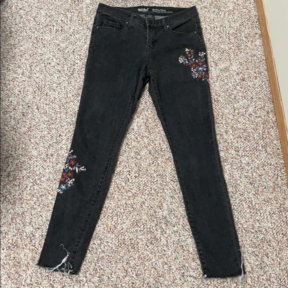 Black embroidered jeans